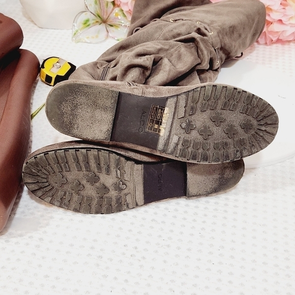 Aldo Phily Suede Over Knee Gray Lace Boots Size 8 - Picture 11 of 12